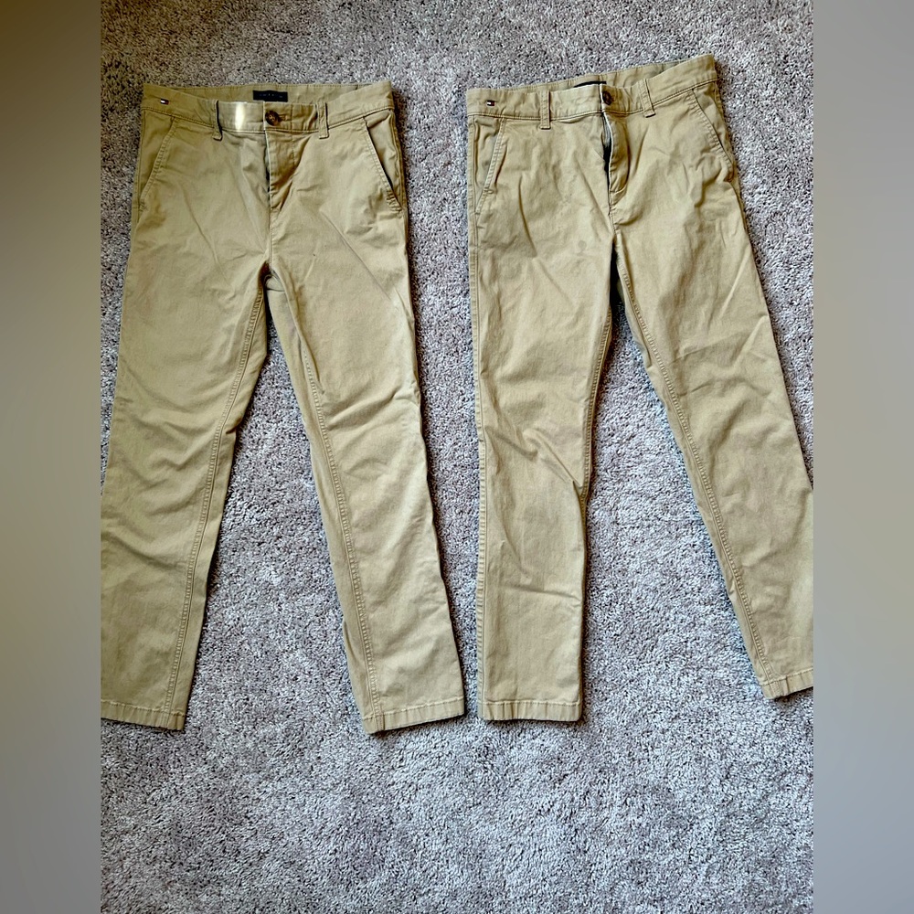 (2) Tommy Hilfiger chino school uniform pants.